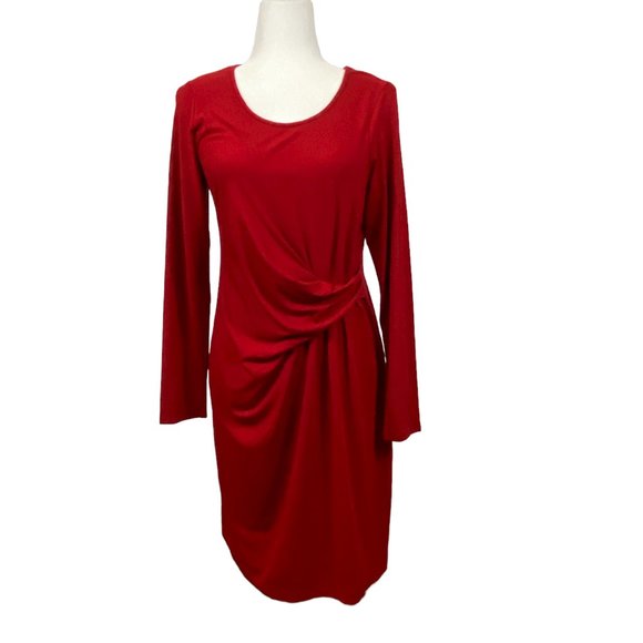 J. JILL Wearever Collection Red Ruched Side Stretch Dress Size S - Picture 1 of 8